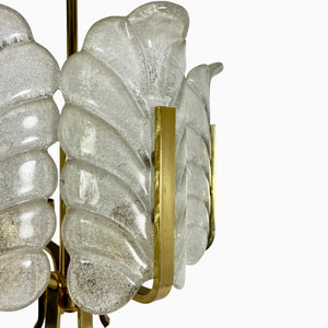 Vintage scandinavian glass and brass chandelier by Carl Fagerlund.