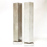 Impressive pair of huge 190 cm brutalist revolving floor lamps .