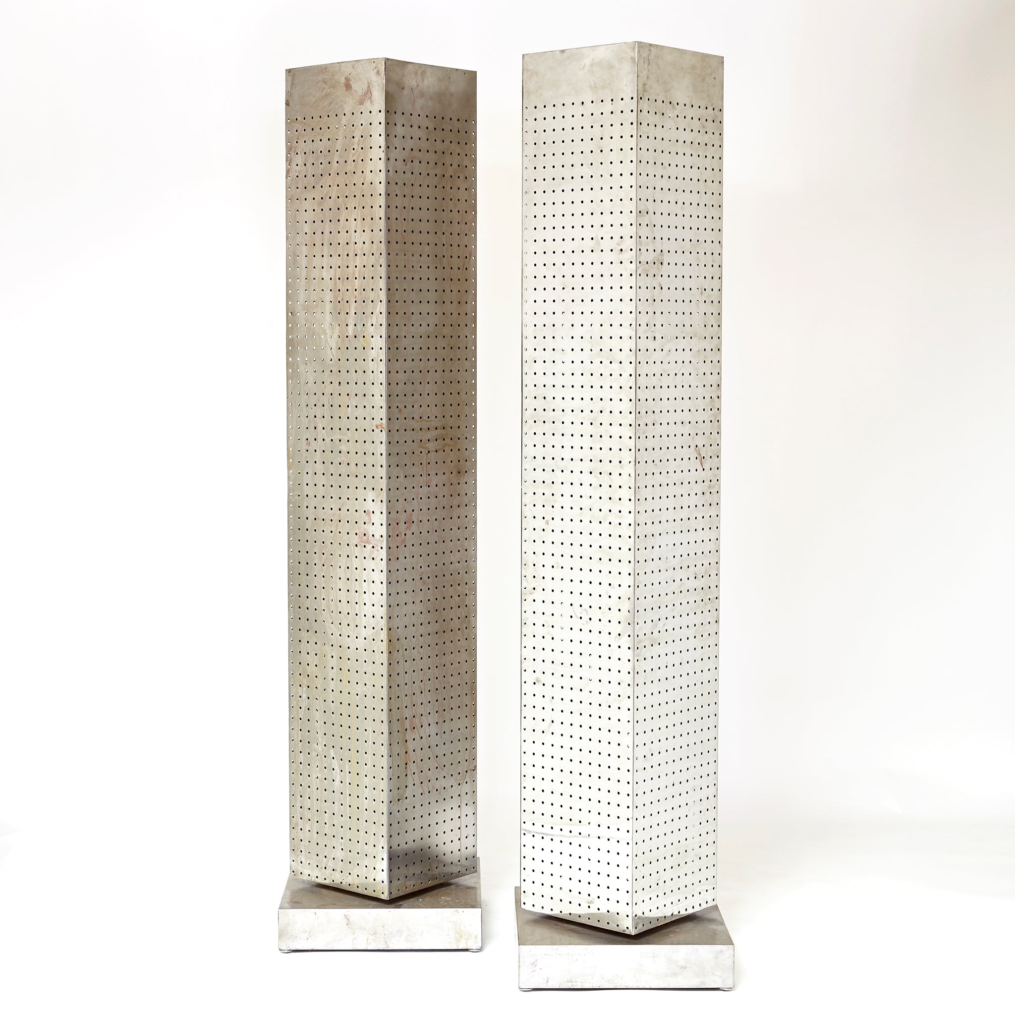 Impressive pair of huge 190 cm brutalist revolving floor lamps .