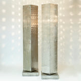 Impressive pair of huge 190 cm brutalist revolving floor lamps .