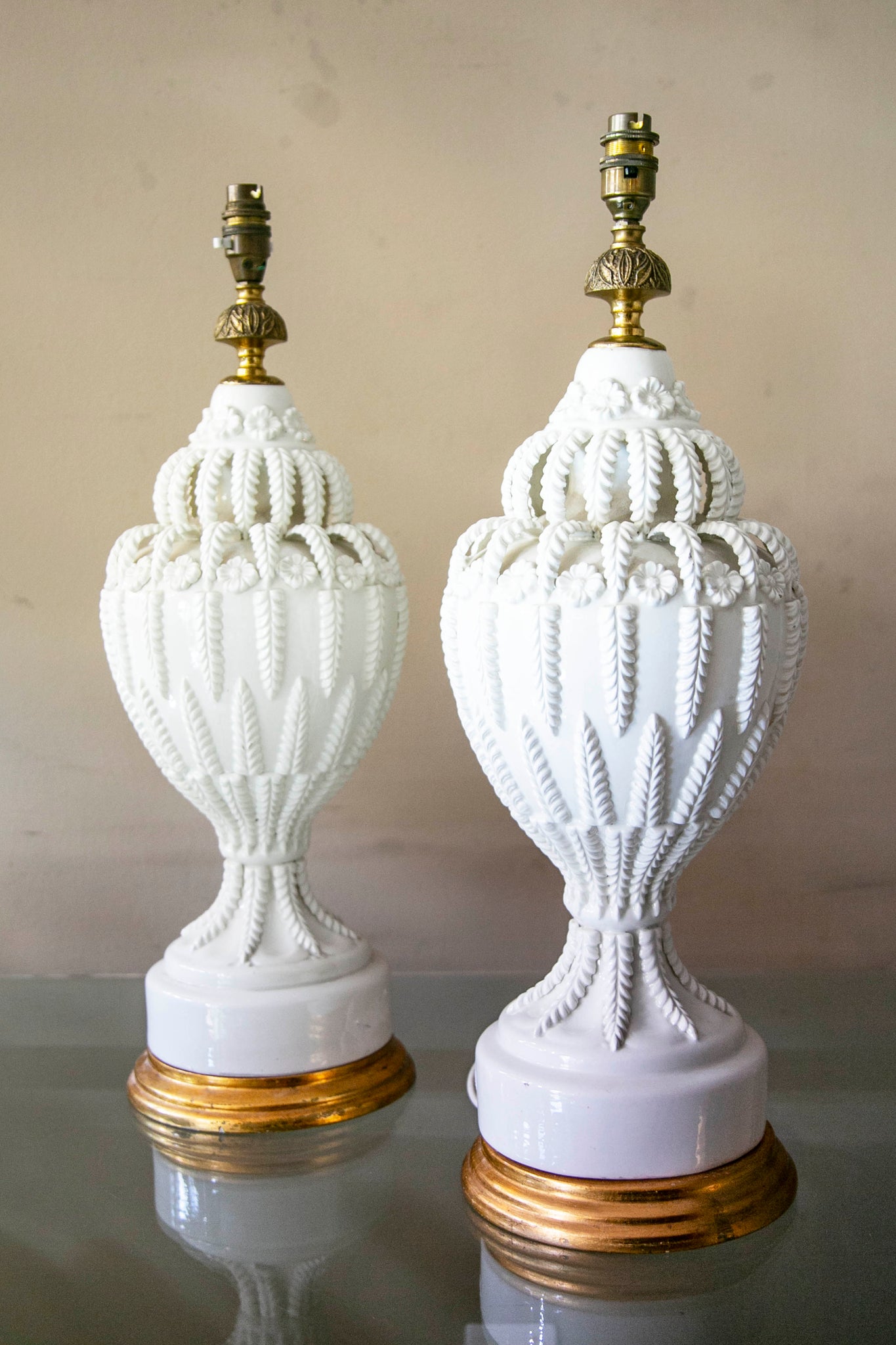 Large stunning pair of vintage Casa Pupo Lamps .