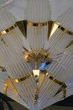 X 1970s glass and brass, Italian ,Art Deco  style Chandelier.