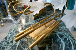 Floral Glass Brass Stemmed Wall Lights