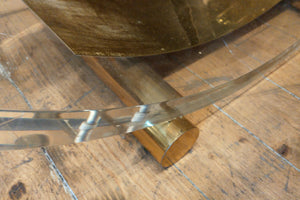 Semi circular brass, Glass and perspex  Coffee Table by maison Jansen.