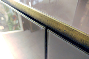X Glass Surface Bar with Elegant Brass Edging
