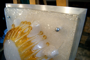 Orange Murano 'Splashed Glass' and stainless steel Wall Light