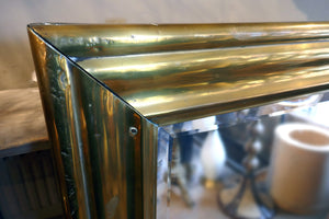 X Large French Brass Bistro Mirror circa 1900