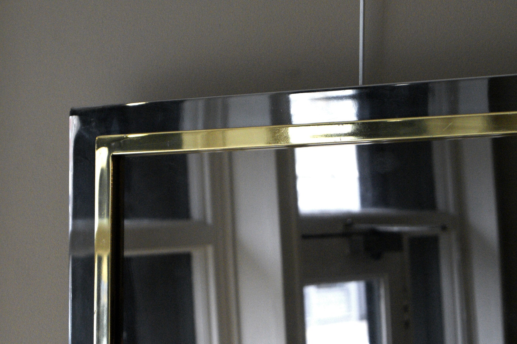 Square 1970s Gold and Steel Mirror