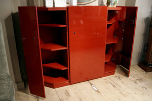 Decorative 1970s  Red Lacquer cocktail  Cabinet