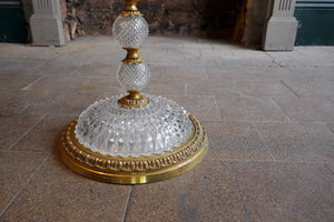 Detailed Glass Bodied Lamp with Tasseled Shade