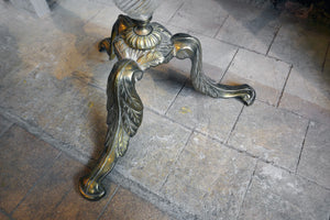 X Glass Bodied Floor Lamp with Floral Metal Footing