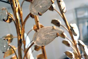 French gold and silver leaf chandelier in the Bagues style.