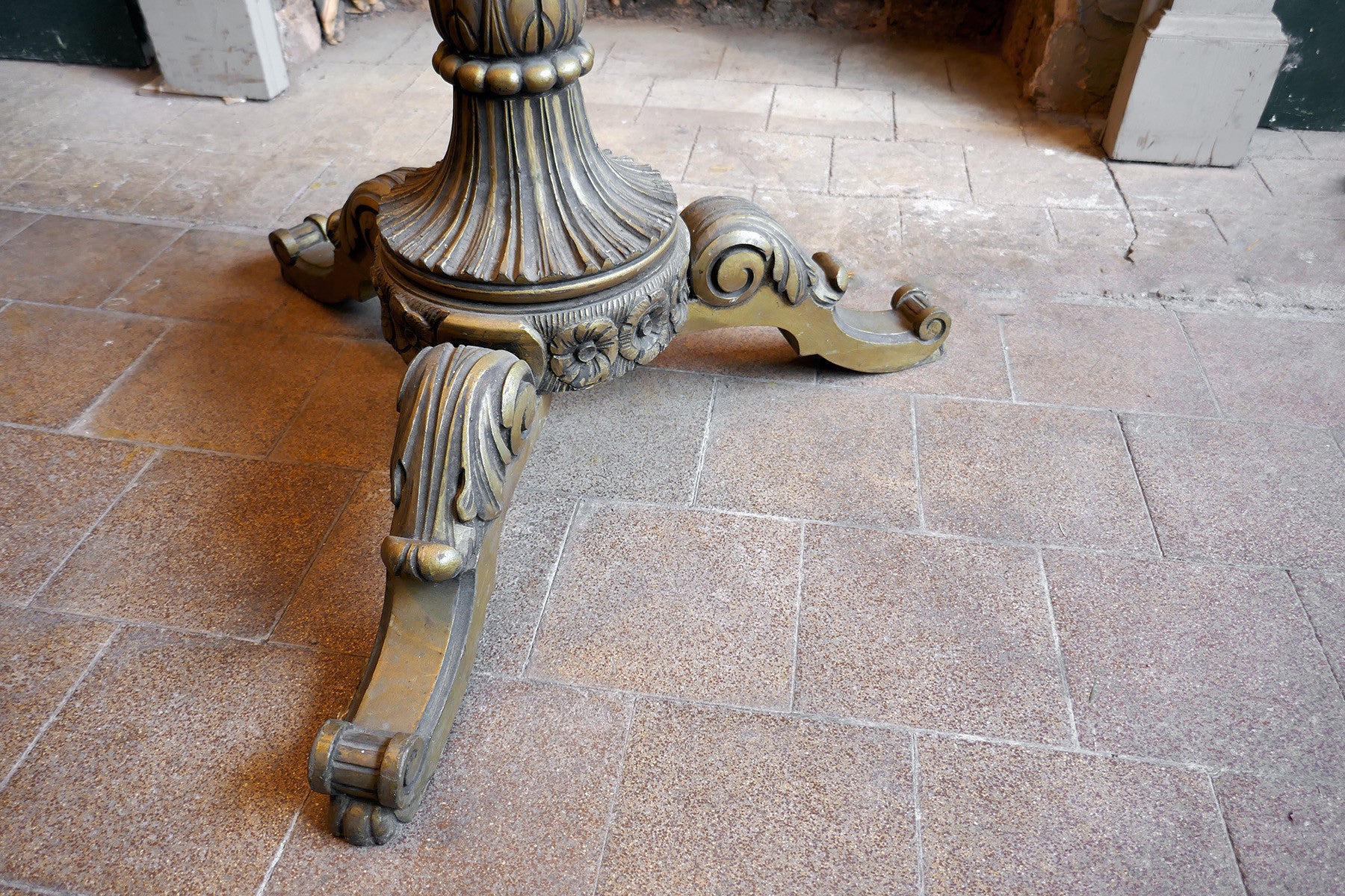 French Painted Carved Wood Standard Lamp circa 1920