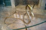 X Brass Swan Coffee Table with Glass Top