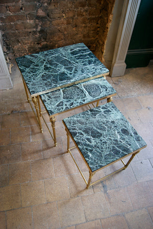 X Green Marble Nest of Tables