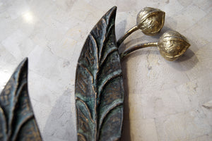 A Large Pair of Italian  polychrome , Bronze Wall Lights circa 1970
