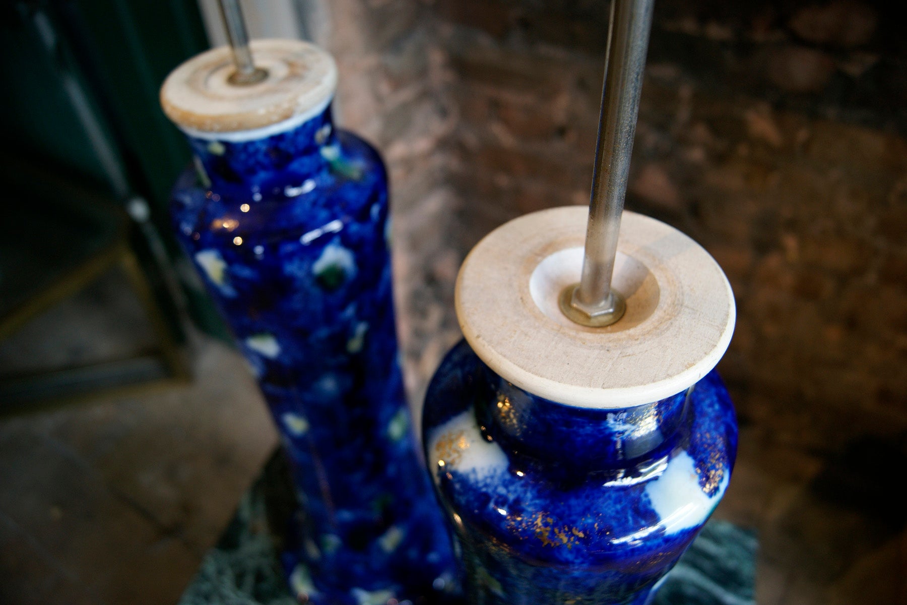 Pair of Blue Ceramic Lights