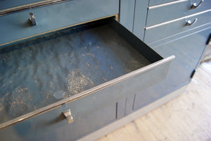 X 1960's metal dental cabinet with drawers and cupboard