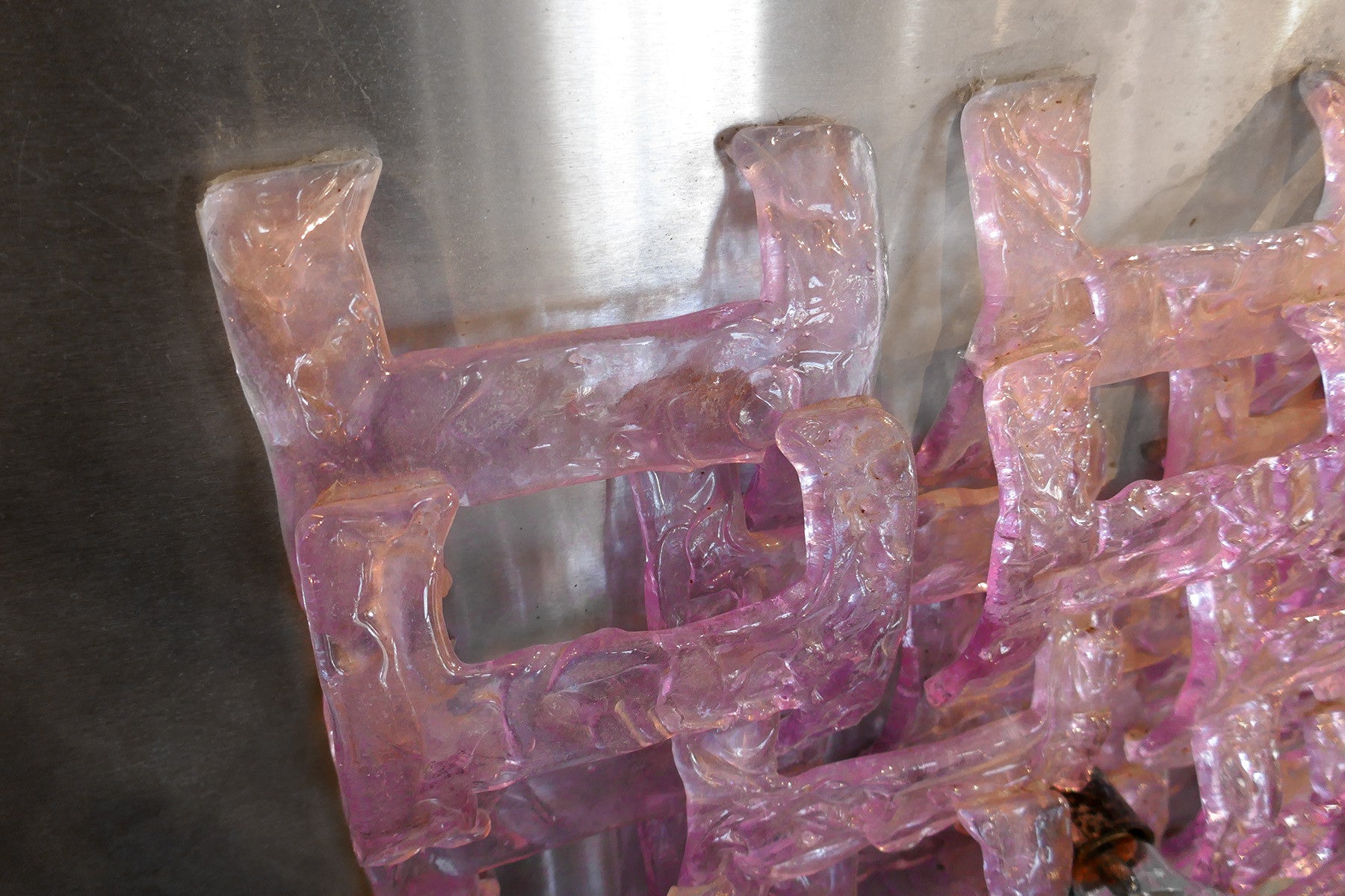 X Chrome and Purple Glass Wall Light