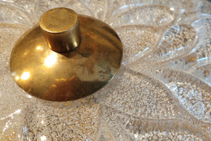 X Pair of Gorgeous Glass Wall Lights with Brass Detail