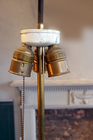 Detailed Glass Bodied Lamp with Tasseled Shade