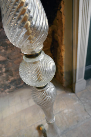 X Glass Bodied Floor Lamp with Floral Metal Footing