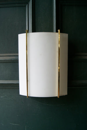 Pair of chique Brass and opaque Glass Wall Lights circa 1970
