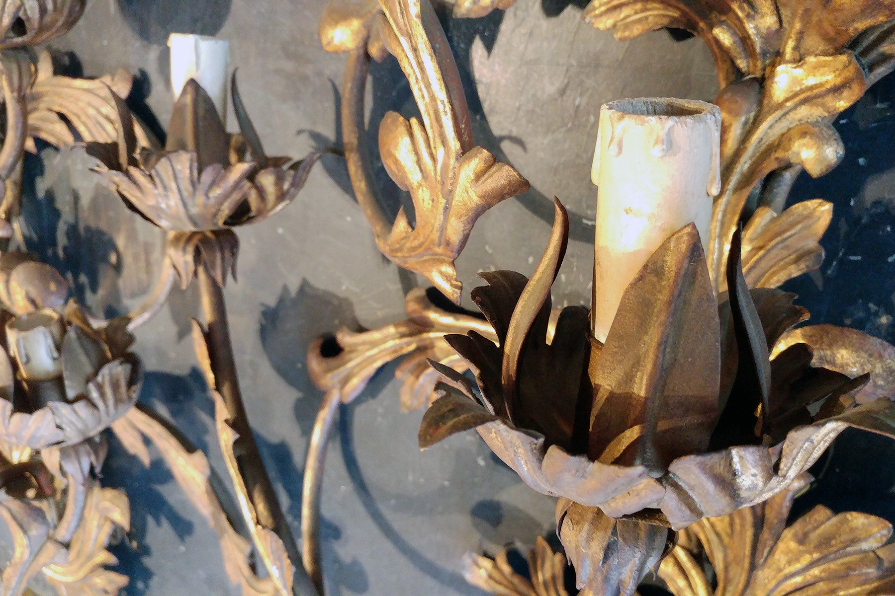 X Pair of Brass Wall Lights