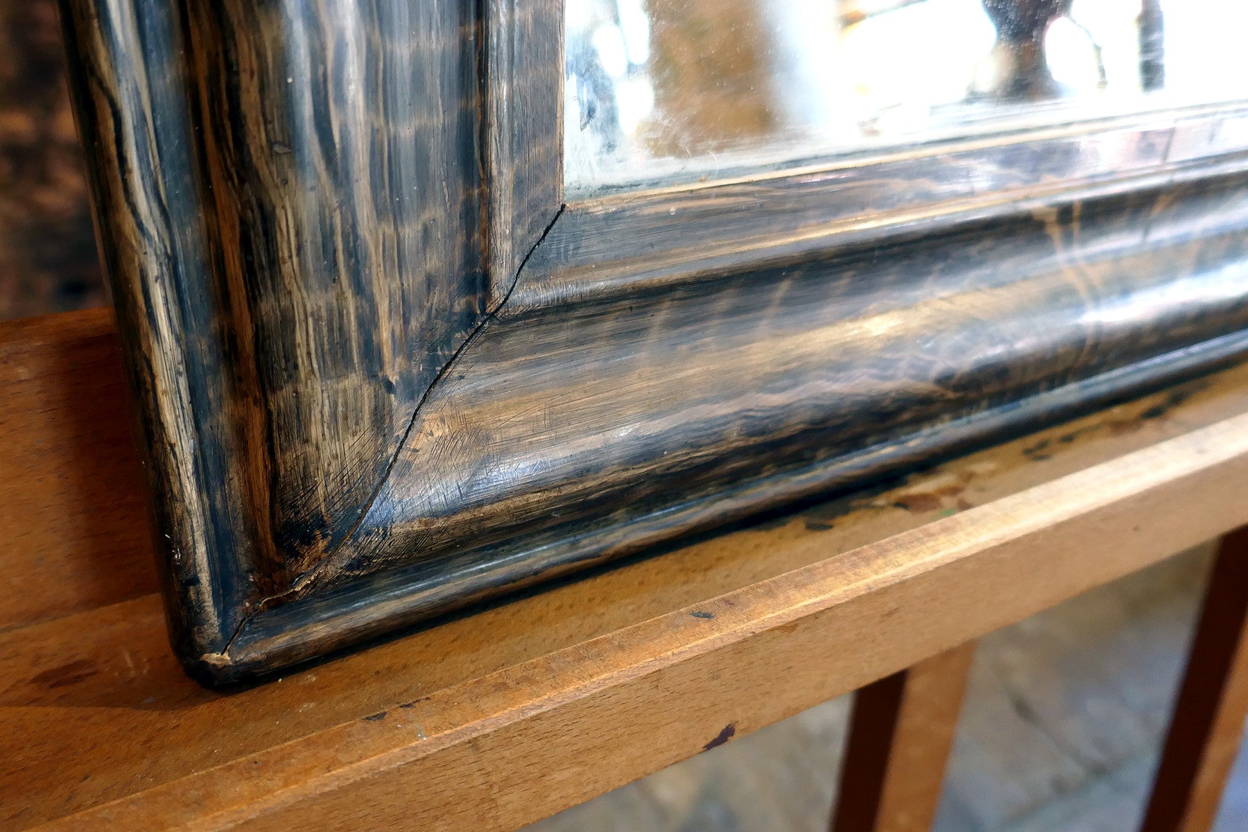 X Small french mirror with original glass plate circa 1900.