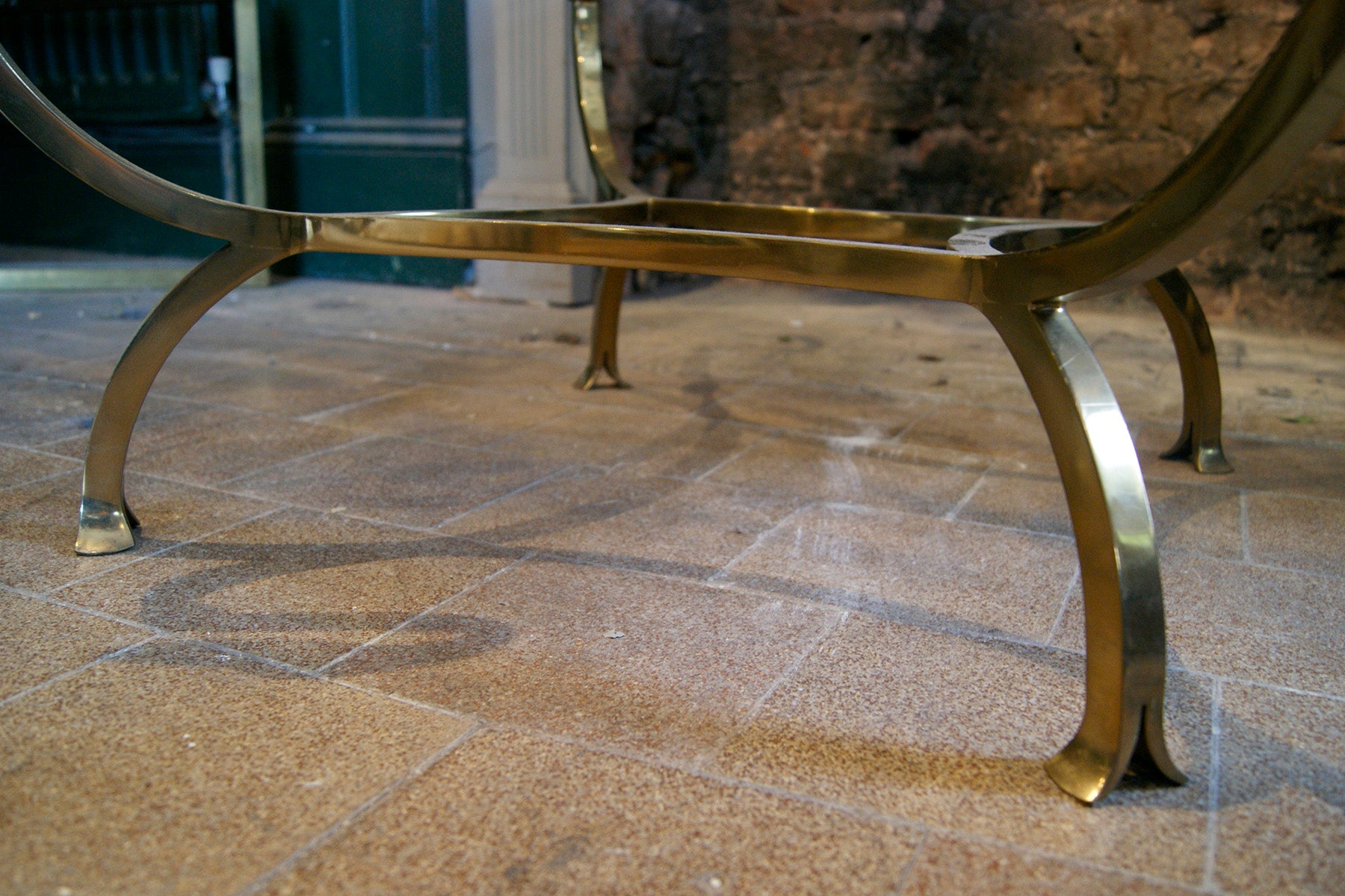 X Brass Swan Coffee Table with Glass Top