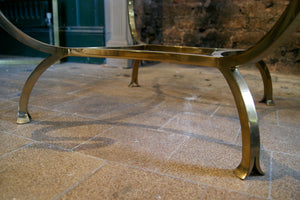 X Brass Swan Coffee Table with Glass Top