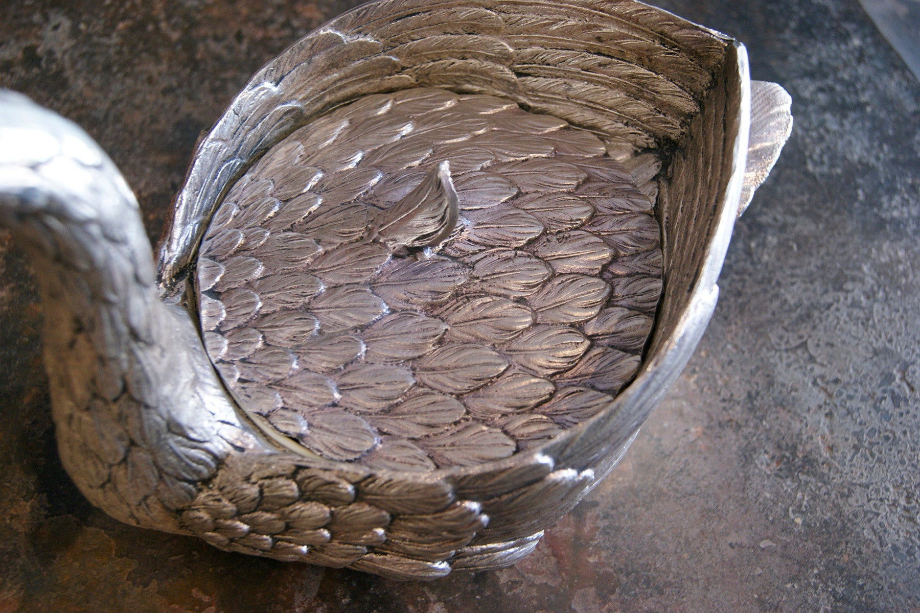 Cast Metal Swan Bowl by Mauro Manetti