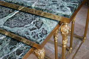 X Green Marble Nest of Tables