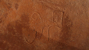 X 1960s Red Ceramic Vase with Indistinct Signature