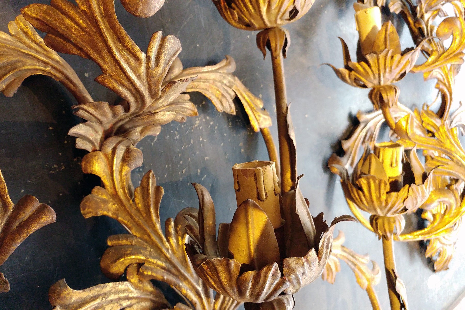 X Pair of Brass Wall Lights