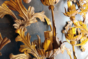 X Pair of Brass Wall Lights