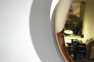 Large 1970s italian wall mirror with substantial solid brass frame.