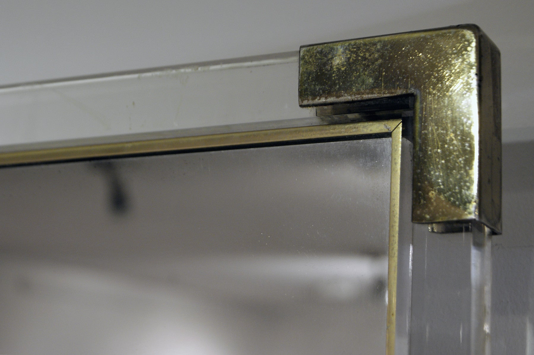 X Large Perspex Mirror with brass corners circa 1970