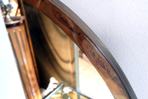 X Pair of Italian solid brass oval  mirrors circa 1960 .