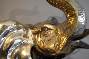 X Magnificent  pair of  large brass elephants