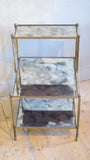 X Pair of superb quality french  brass 3 tier Side Tables with original mirrored shelves .