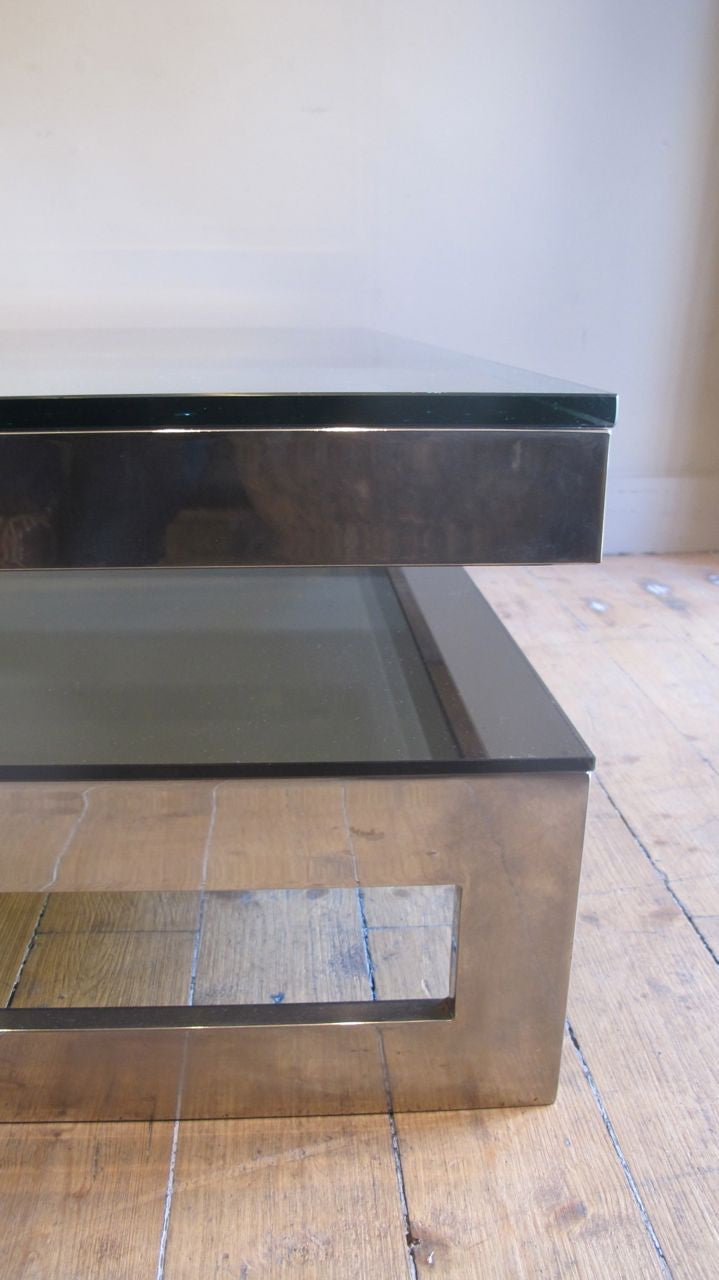 X Gold plated & Glass 1970 s 'G' Coffee Table