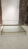 Large mid century Lucite and Brass Two Tier Coffee Table