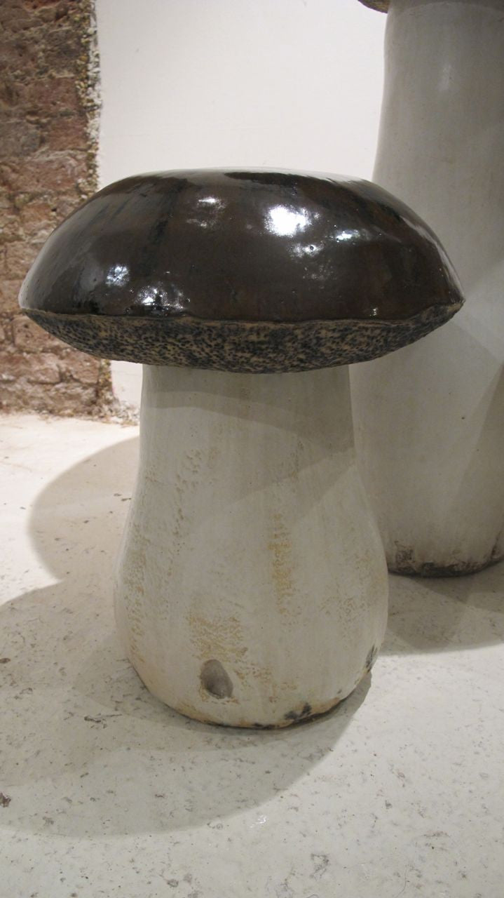 Contemporary Mushroom Ceramic Garden Table and Stools by G. Dooley
