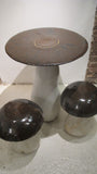 Contemporary Mushroom Ceramic Garden Table and Stools by G. Dooley