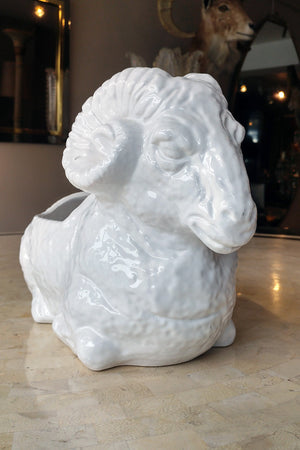 X Interesting Porcelain Ram Planter
