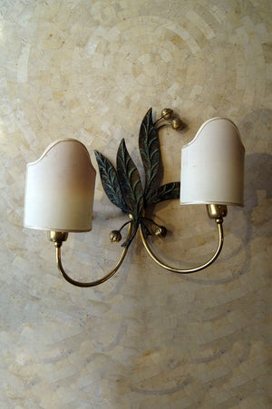 A Large Pair of Italian  polychrome , Bronze Wall Lights circa 1970