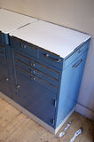 X 1960's metal dental cabinet with drawers and cupboard