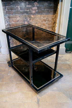 X Black and Brass Bar Trolly