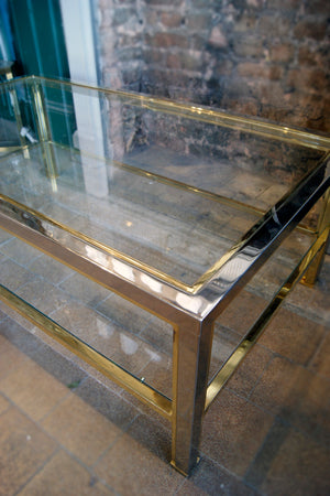 X Chrome and Brass coffee Table